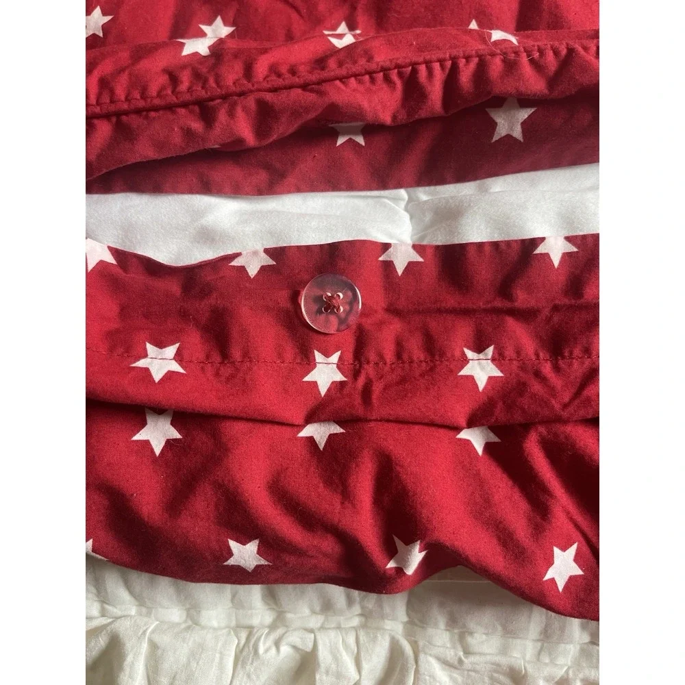 Pottery Barn Kids Twin Duvet Cover Bedspread Red w/White Stars Organic Cotton